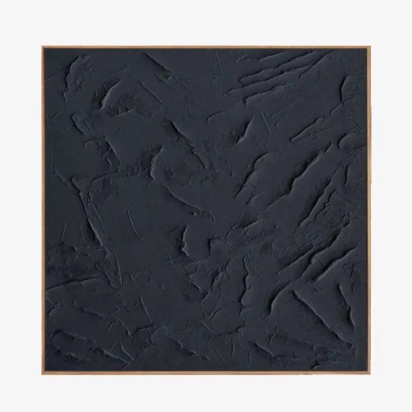 Black Textured Plaster Art Painting Minimalist Zen Wall Decor for Room #MZ001-Square